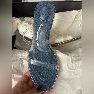 Alexander Wang Denim and Clear Strap Heels